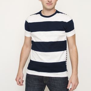 Union Made Jared NWT Striped Crewneck Tee ( NAVY)